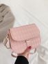 Mini Geometric Embossed Flap Square Bag