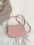 Mini Geometric Embossed Flap Square Bag