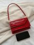 Mini Neon Red Crocodile Embossed Flap Square Bag