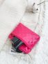 Quilted Detail Double Zipper Coin Purse