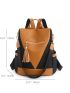 Two Tone Tassel Decor Functional Backpack