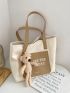 Letter Graphic Shoulder Tote Bag With Bag Charm