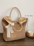 Women's Simple Straw Bag, Stylish Handbag For Travel, Large Tote Bag For Outdoor