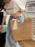 Women's Simple Straw Bag, Stylish Handbag For Travel, Large Tote Bag For Outdoor