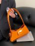 Neon Orange Letter Graphic Baguette Bag