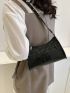 Crocodile Embossed Contrast Binding Baguette Bag