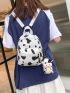 Mini Cow Pattern Classic Backpack With Bag Charm