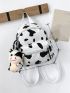 Mini Cow Pattern Classic Backpack With Bag Charm