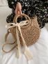 Minimalist Drawstring Design Straw Bag