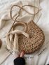 Minimalist Drawstring Design Straw Bag