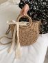 Minimalist Drawstring Design Straw Bag