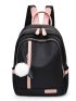 Two Tone Fashion Backpack With Pom Pom Charm