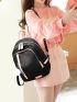 Two Tone Fashion Backpack With Pom Pom Charm