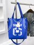 Letter Graphic Shopper Bag With Bag Charm