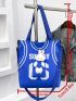 Letter Graphic Shopper Bag With Bag Charm