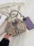 Mini Rhinestone Decor Drawstring Design Chain Bucket Bag