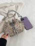 Mini Rhinestone Decor Drawstring Design Chain Bucket Bag