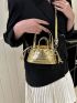 Mini Metallic Crocodile Embossed Bucket Bag