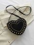 Mini Studded Decor Heart Design Novelty Bag