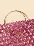 Mini Beaded Satchel Bag With Drawstring Inner Pouch