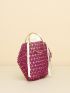 Mini Beaded Satchel Bag With Drawstring Inner Pouch