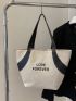 Letter Graphic Shoulder Tote Bag Large Capacity Double Handle