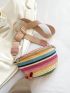 Color Block Straw Bag