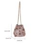 Mini Floral Pattern Metal Decor Bucket Bag