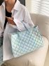 Holographic Quilted Top Handle Bag