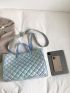 Holographic Quilted Top Handle Bag