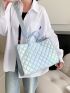 Holographic Quilted Top Handle Bag