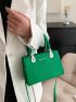 Mini Crocodile Embossed Letter Graphic Square Bag