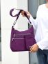 Waterproof Nylon Crossbody Bag, Casual Letter Patch Decor Shoulder Bag Women's Trendy Zipper Purse