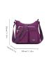 Waterproof Nylon Crossbody Bag, Casual Letter Patch Decor Shoulder Bag Women's Trendy Zipper Purse