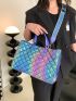 Holographic Quilted Detail Top Handle Bag