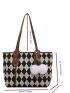 Geometric Pattern Pom Pom Decor Shoulder Tote Bag