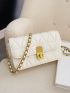 Quilted Chain Decor Turn Lock Flap Square Bag