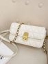 Quilted Chain Decor Turn Lock Flap Square Bag