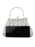 Rhinestone Decor Kiss Lock Evening Bag