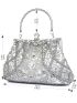 Rhinestone Decor Kiss Lock Evening Bag