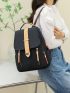 Metal Decor Flap Backpack