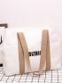 Letter Graphic Shoulder Tote Bag