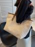 Geometric Pattern Shoulder Tote Bag