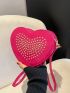 Neon Pink Studded Decor Heart Design Novelty Bag