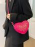 Neon Pink Studded Decor Heart Design Novelty Bag