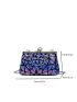 Sequin Rhinestone Decor Kiss Lock Chain Evening Bag