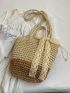 Twilly Scarf Decor Drawstring Design Straw Bag