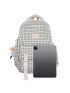 Plaid Pattern Functional Backpack With Bag Charm