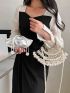 Faux Pearl Decor Hollow Out Design Novelty Bag