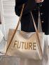 Letter Graphic Shoulder Tote Bag